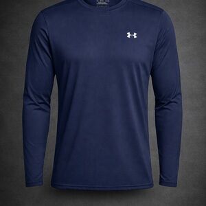 Under Armour HeatGear Shirt Mens Medium Navy Blue Long Sleeve Compression